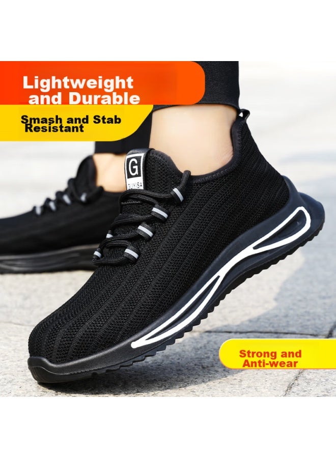 JUNBU Safety Shoes For Men, Summer Breathable Steel Toe Cap, Anti-Smashing, Anti-Puncture, Lightweight, Odor-Resistant, Construction Site Work Shoes 1080F Size 38 - Image 2