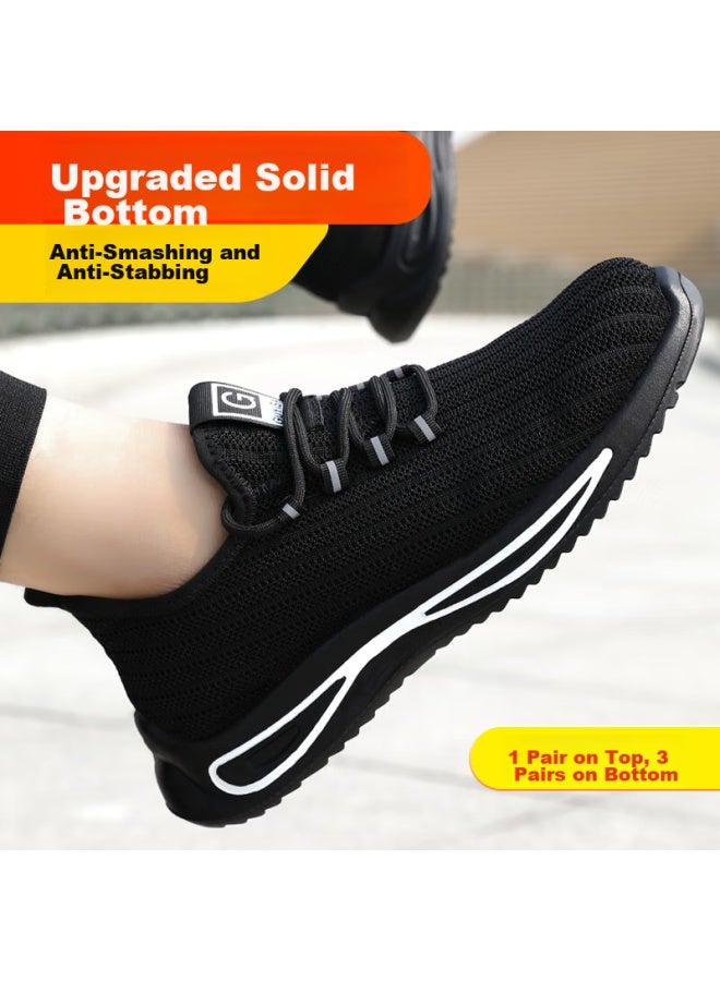JUNBU Safety Shoes For Men, Summer Breathable Steel Toe Cap, Anti-Smashing, Anti-Puncture, Lightweight, Odor-Resistant, Construction Site Work Shoes 1080F Size 38 - Image 3