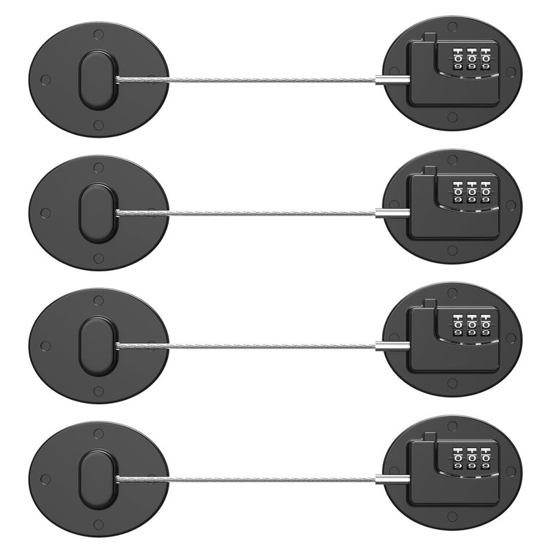 Rofio Refrigerator Lock - Heavy Duty Combination Fridge Lock, Child Proof Cabinet Locks,No Keys Needed(Black- 4 Pack) - Image 1