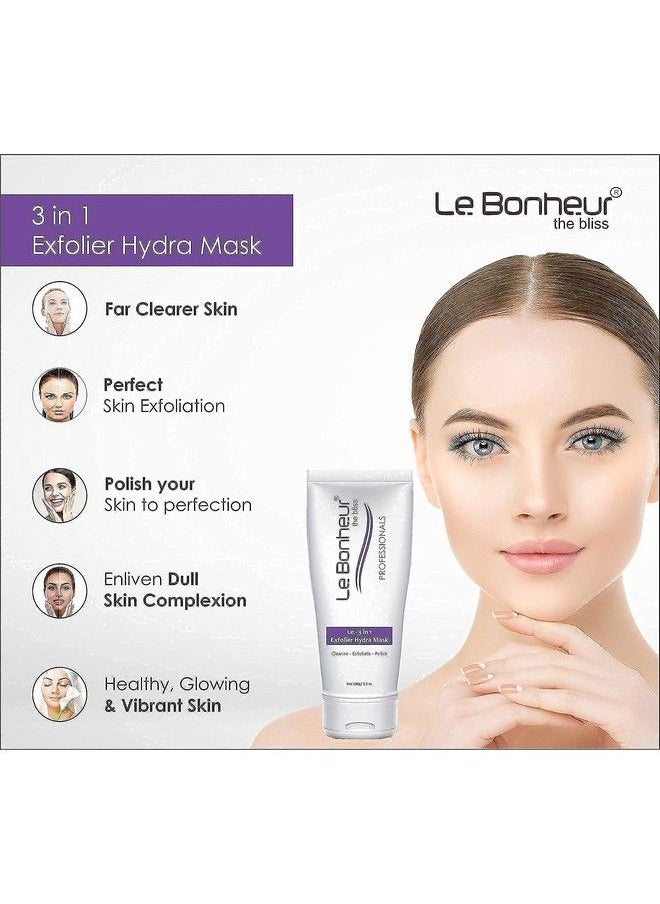 Le Bonheur.. - مقشر تلميع الوجه والجسم 3 في 1 من لو بونور؛ يكشف عن بشرة أكثر نعومة بشكل واضح؛ قناع ترطيب الوجه؛ ينظف - يقشر - يرطب [3 في 1]؛ الرجال النساء ؛ 100 جرام - Image 1