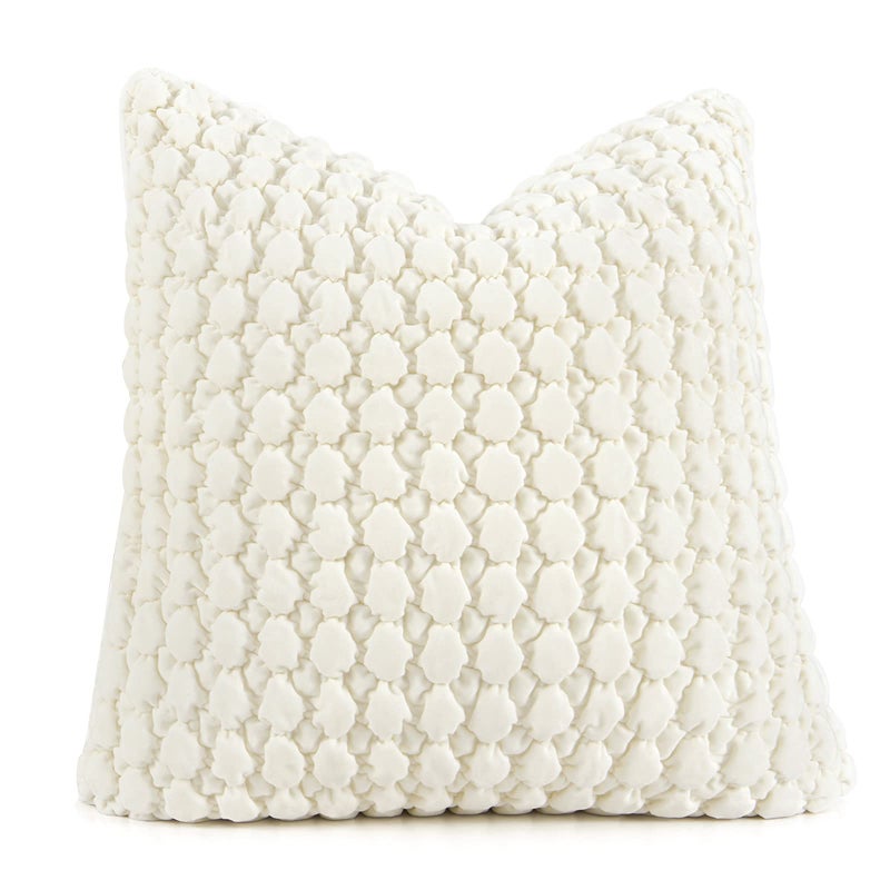 COCOPLOCEUS 1 Piece Euro Sham Boho 26x26 Pillow Covers Cream Decorative Farmhouse Euro Shams Velvet Square Cushion Covers Soft Bubble Texture for Couch Sofa Bedroom Living Room - Image 1