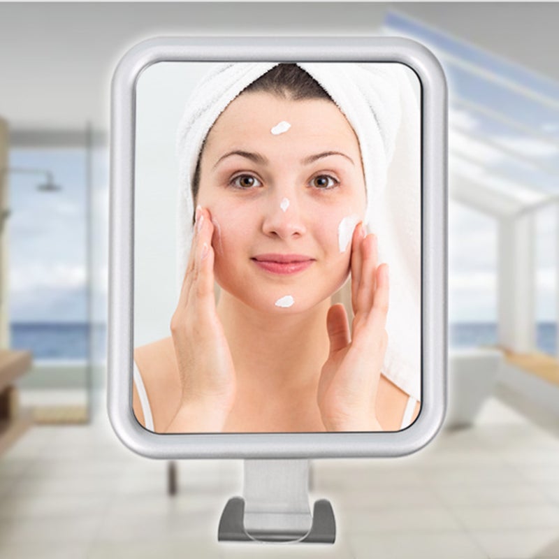 Bathroom Shower Anti-fog Vanity Mirror Shaving & Makeup Mirror with Suction Cups on Back No Hole Punch with Hooks - Image 3