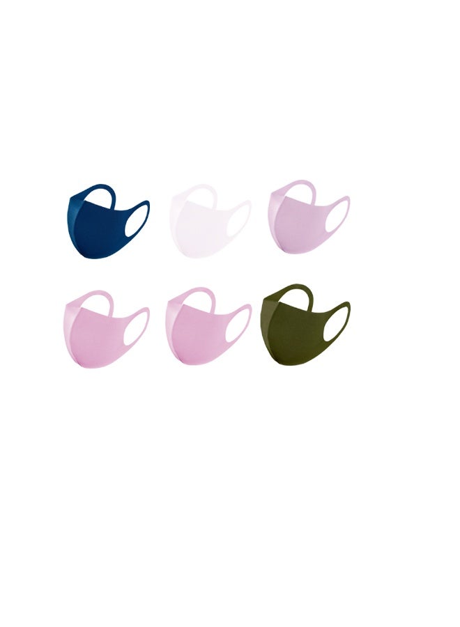 6 Pcs Reusable Cotton Face Mask Set  Breathable  Dustproof (Multicolor) - Image 1