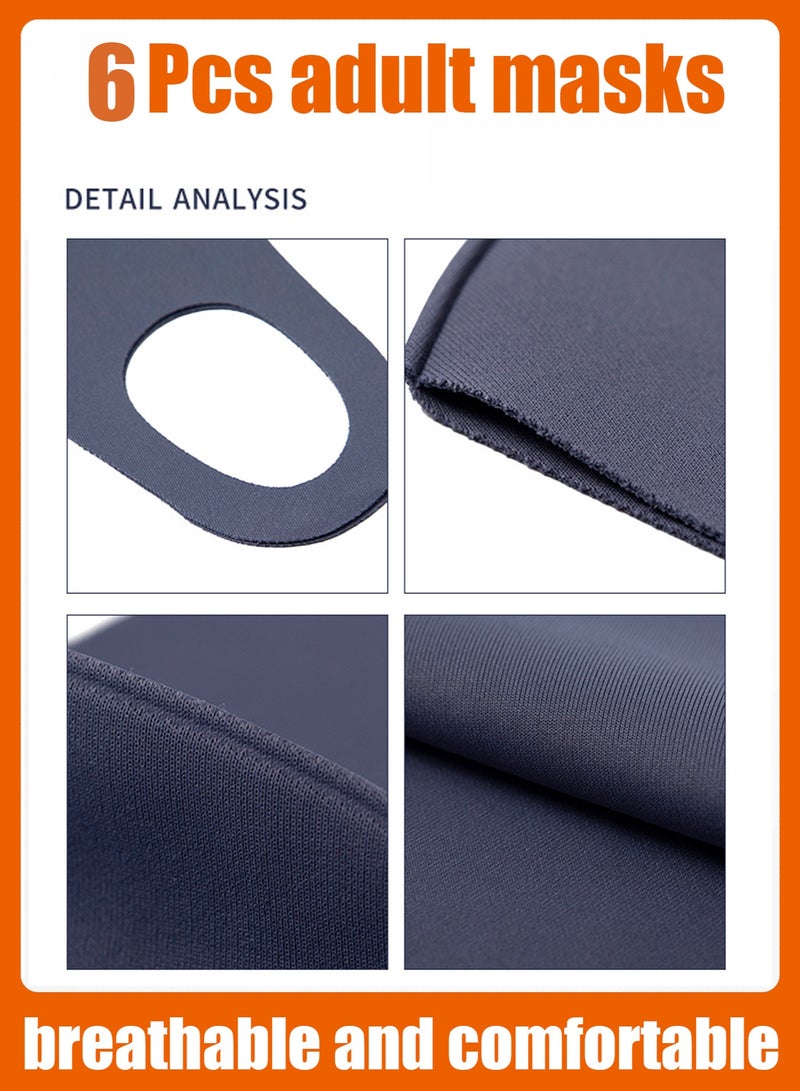 مجموعة من 6 كمامات قطنية قابلة لإعادة الاستخدام والتنفس - كمامات للغبار، قابلة للغسل، ألوان متنوعة، للجنسين - Image 2