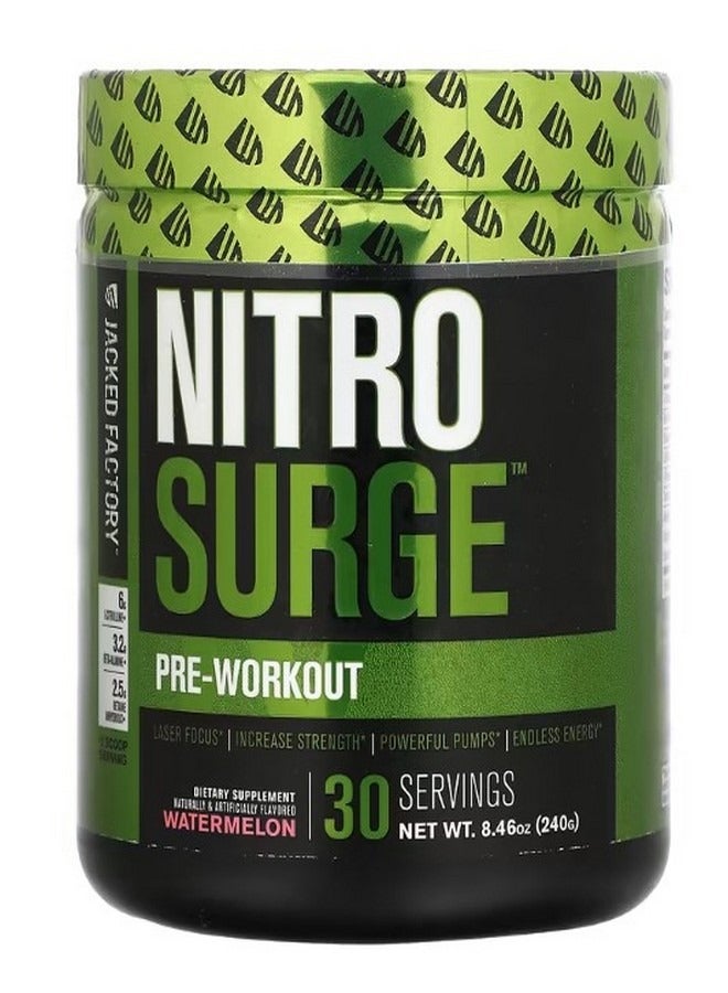 Jacked Factory Nitro Surge Pre Workout Watermelon 8.46 oz 240 g - Image 1