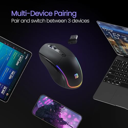 Portronics Toad One Bluetooth Mouse with 2.4 GHz & BT 5.3 Dual Wireless, 6 Buttons, Rechargeable, RGB Lights, Connect 3 Devices, Ergonomic Design for Laptop, Smartphone, Tablet (Black) - Image 5