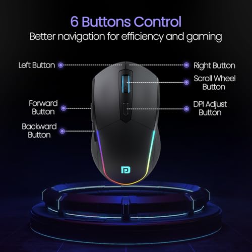 Portronics Toad One Bluetooth Mouse with 2.4 GHz & BT 5.3 Dual Wireless, 6 Buttons, Rechargeable, RGB Lights, Connect 3 Devices, Ergonomic Design for Laptop, Smartphone, Tablet (Black) - Image 4