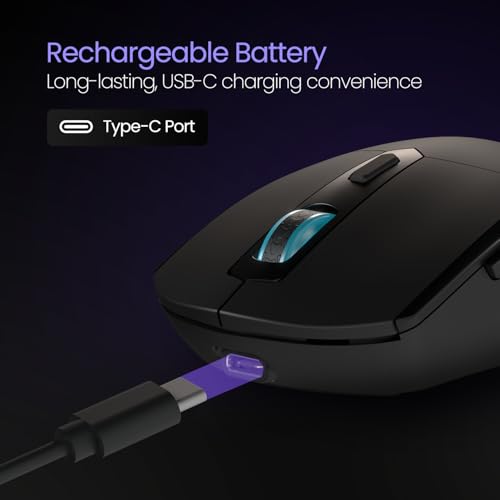 Portronics Toad One Bluetooth Mouse with 2.4 GHz & BT 5.3 Dual Wireless, 6 Buttons, Rechargeable, RGB Lights, Connect 3 Devices, Ergonomic Design for Laptop, Smartphone, Tablet (Black) - Image 3