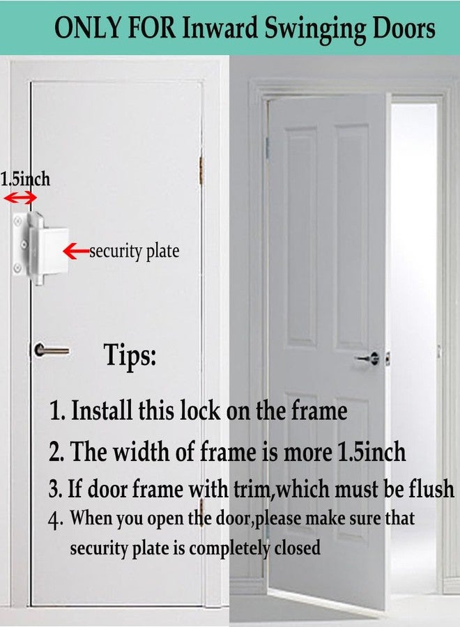 BAOWEIJD Home Security Door Lock,2 Pack Child Proof Door Reinforcement Lock with Upgraded Stainless Steel Screws for Inward Swinging Door,Privacy Door Latch Defend Home and Hotels - Image 2