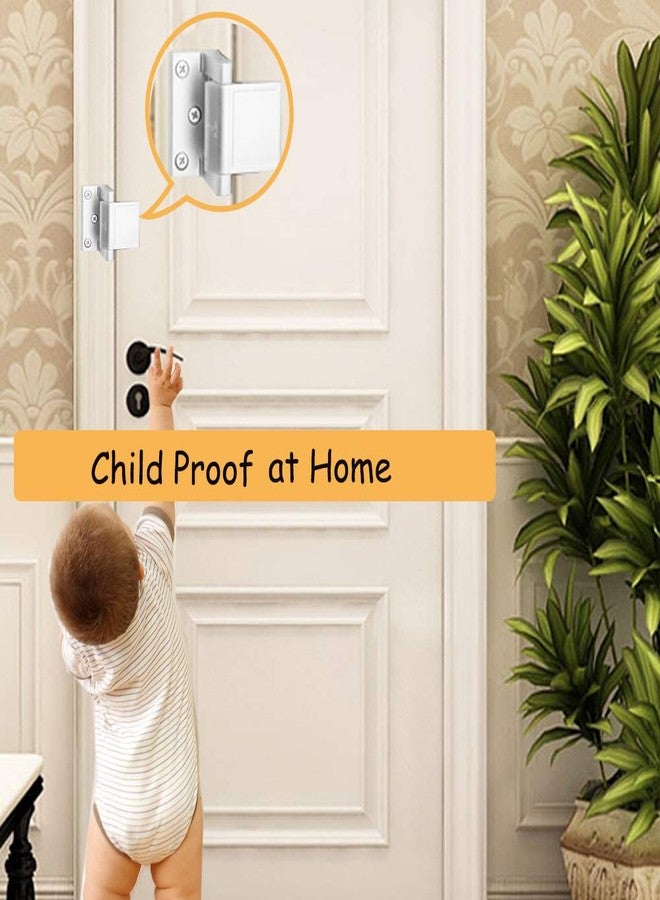 BAOWEIJD Home Security Door Lock,2 Pack Child Proof Door Reinforcement Lock with Upgraded Stainless Steel Screws for Inward Swinging Door,Privacy Door Latch Defend Home and Hotels - Image 3