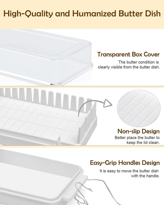 KLIVE Plastic Butter Box with Cutter and lid,Cheese Butter Storage Box with Slicer for Easy Cutting,Transparent Butter containers for Fridge Plastic Butter Dish with Lid Cheese Butter Box - Image 3