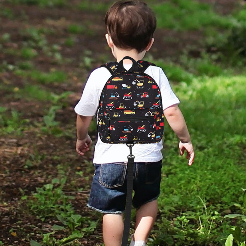 Accmor Toddler Backpack with Leash, Baby Backpacks with Anti Lost Wrist Link, Cute Mini Kids Backpack Leash Walking Harness for Travel, Small Excavator Backpack Tether for Boys Girls 1-3 (Black) - Image 5
