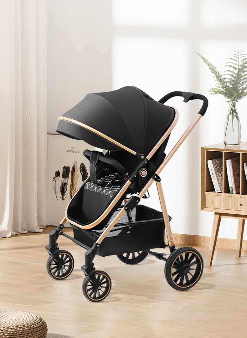 زينو الترجمة العربية：عربة أطفال عالية المنظر خفيفة الوزن 3 في 1 مع كرسي سيارة راقية قابلة للطي – عربة مُركَّبة للأطفال مع كرسي السيارة - Image 1