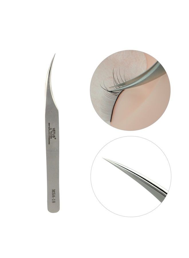 Qeelasee 2 Pieces Vetus Eyelash Tweezers Fine Point High Precision Stainless Steel Tweezers with Suprior Case - Image 2