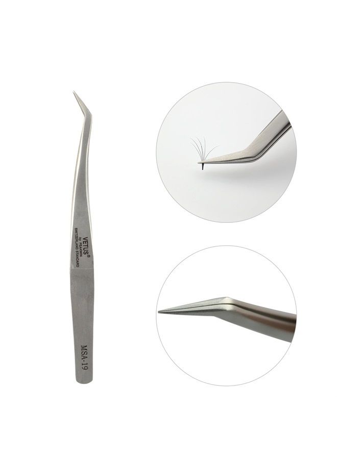 Qeelasee 2 Pieces Vetus Eyelash Tweezers Fine Point High Precision Stainless Steel Tweezers with Suprior Case - Image 3