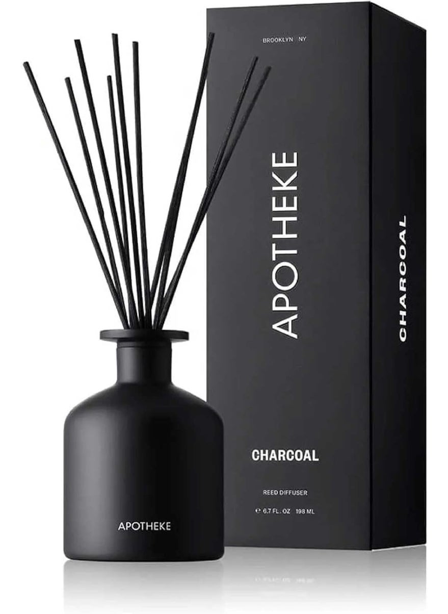 APOTHEKE Apotheke Luxury Scented Oil Reed Diffuser for Home (Charcoal) - Home Fragrance Diffuser Set with Sticks 
