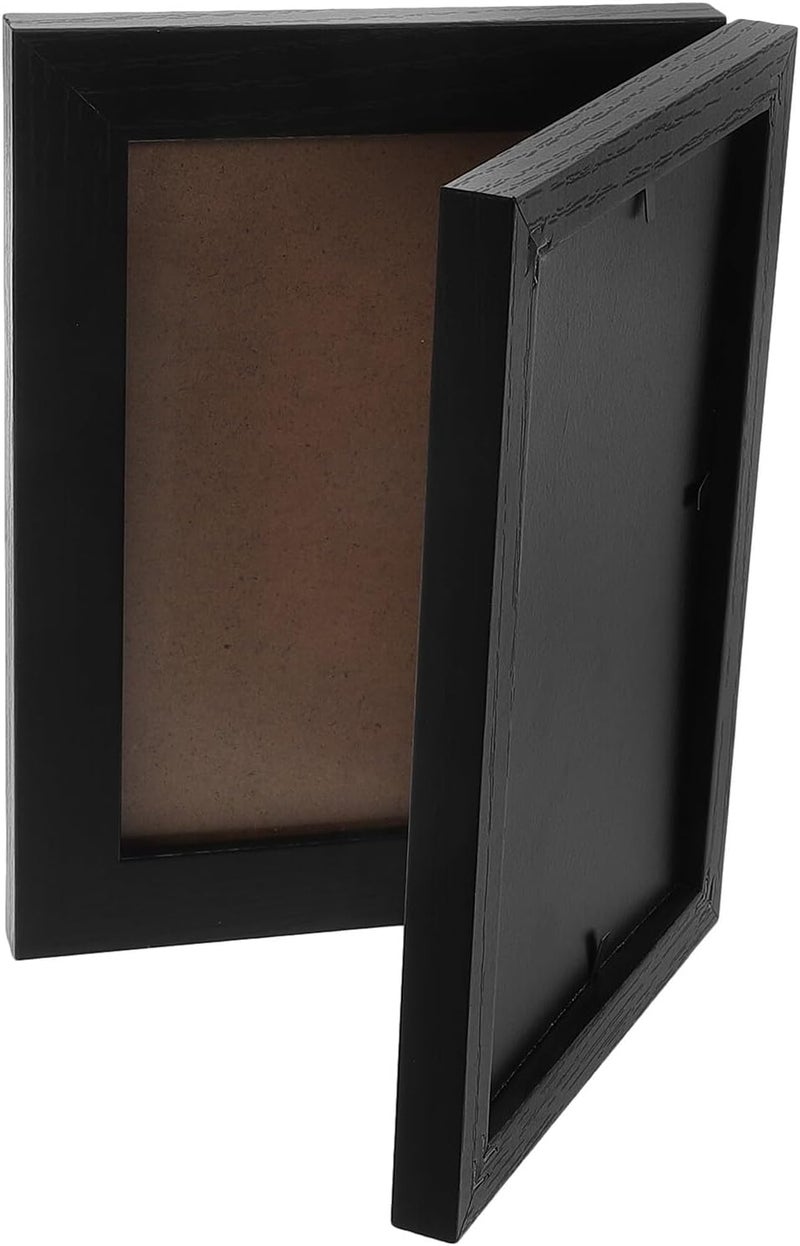 Foldable 6-inch Wooden Picture Frame with Hinged Black Grain, Small Desk Photo Frame for Family Photos and Tabletop Display - Image 1