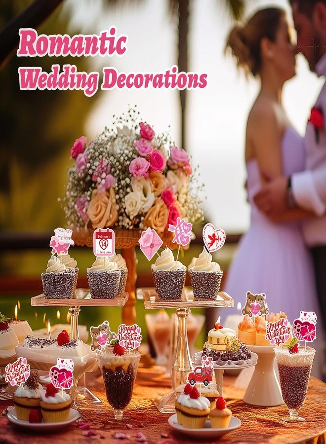 SANNIX 72Pcs Valentines Day Cupcake Toppers Decorations Happy Valentines Day Cupcake Topper Pink Red Valentine Picks for Valentine's Day Wedding Engagement Party Decorations(9 Design) - Image 4