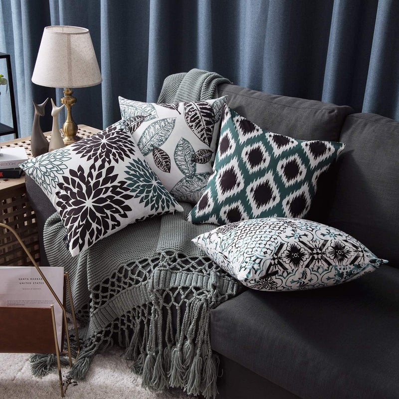 PHANTOSCOPE New Living Series Decorative Throw Pillow Case Cushion Cover Black 18" x 18" Set of 4 - Image 2
