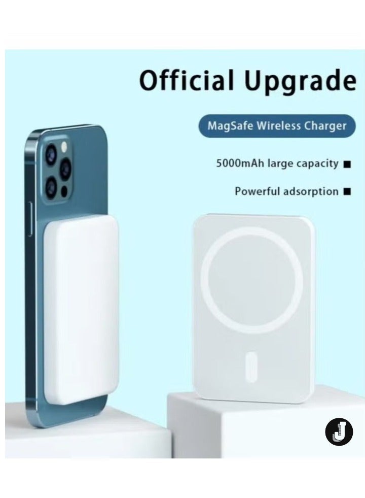 JAJEEK NEW MagSafe Wireless Power Bank for iPhone 14 – 10,000mAh Portable Charger in White - Image 5