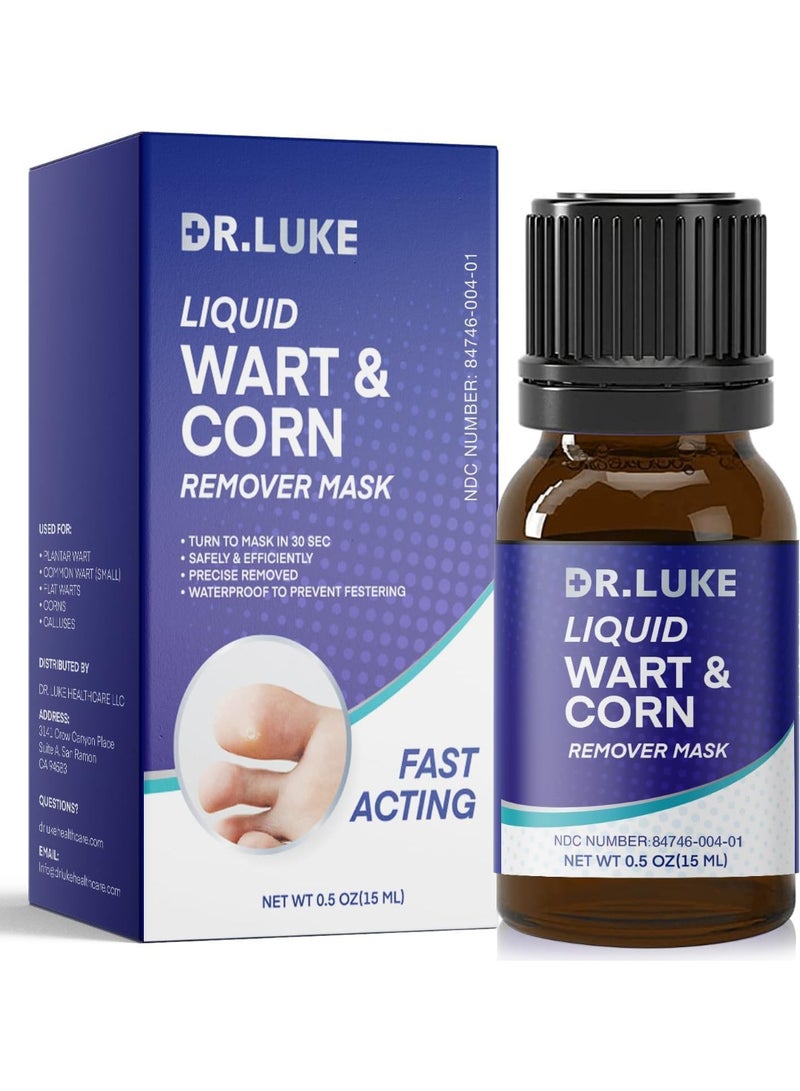 Dr. Luke Plantar Wart Corn Remover Freeze Off For Feet: Wart Corn Removers for Toes Feet - Exclusive Formula 17% Salicylic Acid Wart Freeze Off for Plantar Wart, Common Wart, Flat Wart, Corn - 0.5 Oz - Image 1