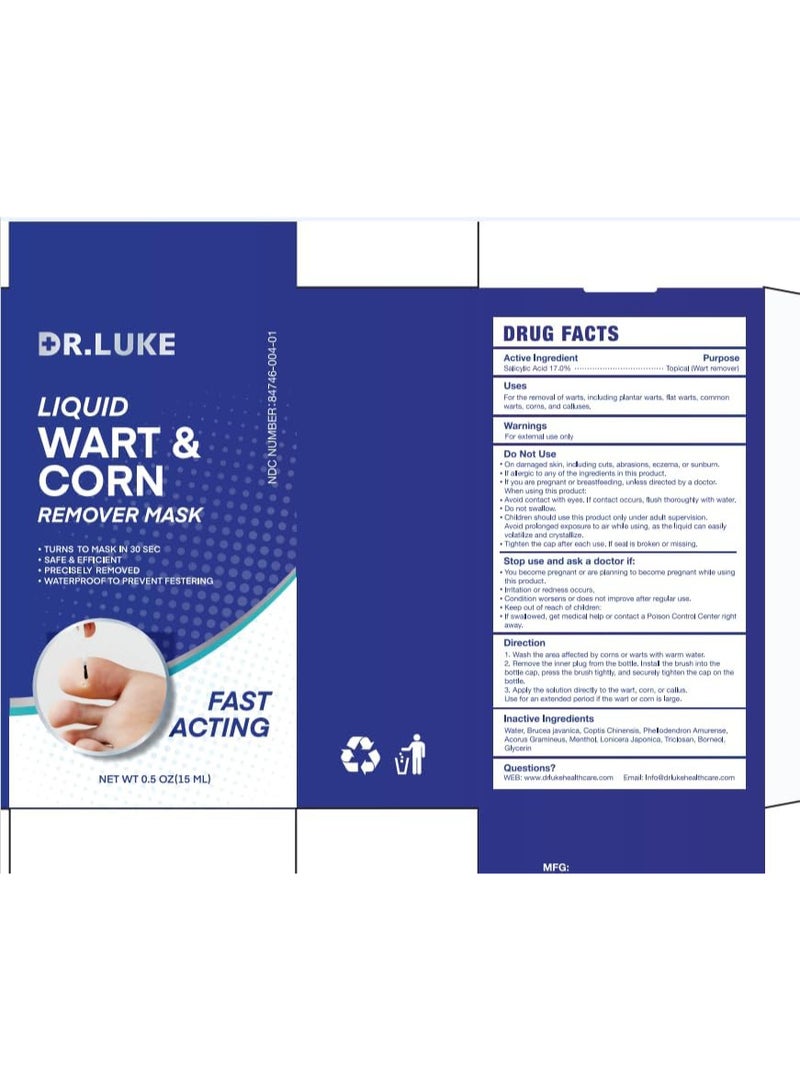 Dr. Luke Plantar Wart Corn Remover Freeze Off For Feet: Wart Corn Removers for Toes Feet - Exclusive Formula 17% Salicylic Acid Wart Freeze Off for Plantar Wart, Common Wart, Flat Wart, Corn - 0.5 Oz - Image 2