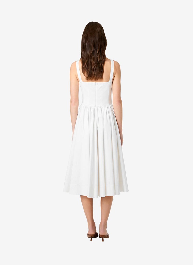 French Connection Women's Sum Wht Ctn Stn Fitted Bodice Midi Dress - Image 2