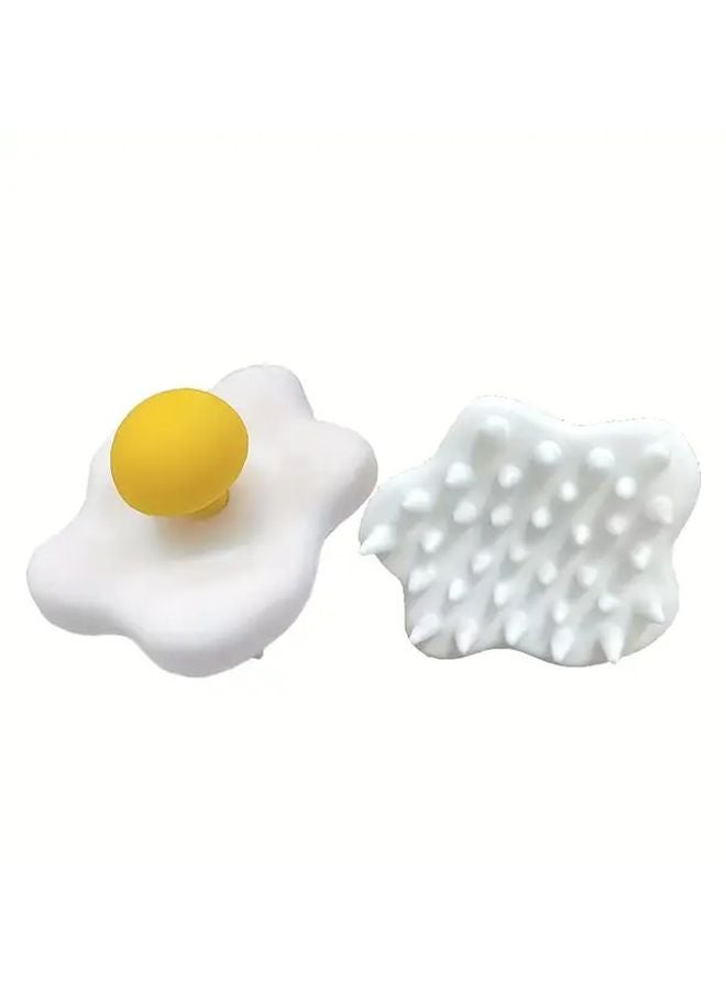 Sunny Side Up Egg Massage Comb Silicone Scalp Massager For Hair Relaxation Portable - Image 2