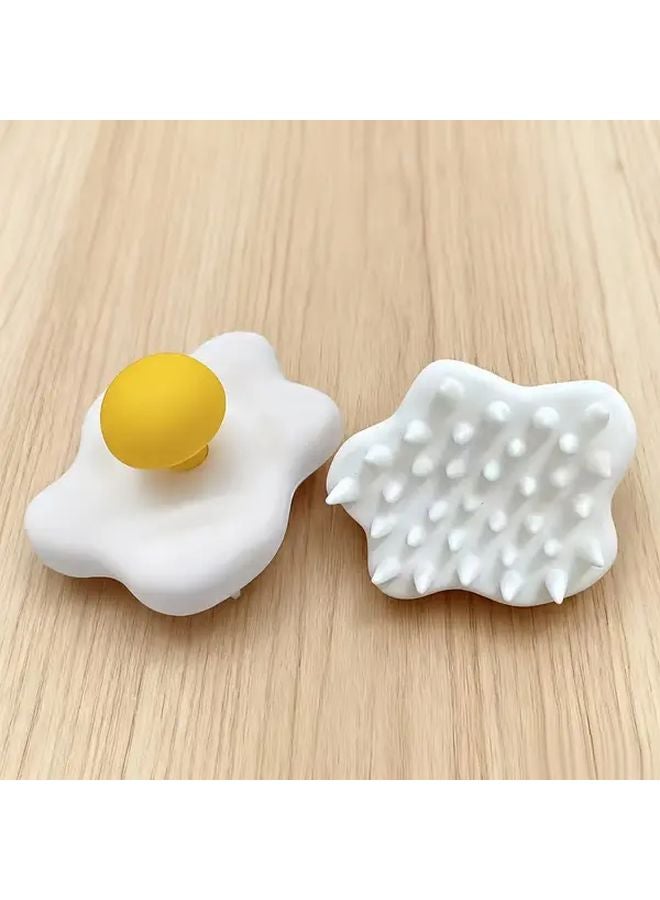 Sunny Side Up Egg Massage Comb Silicone Scalp Massager For Hair Relaxation Portable - Image 1