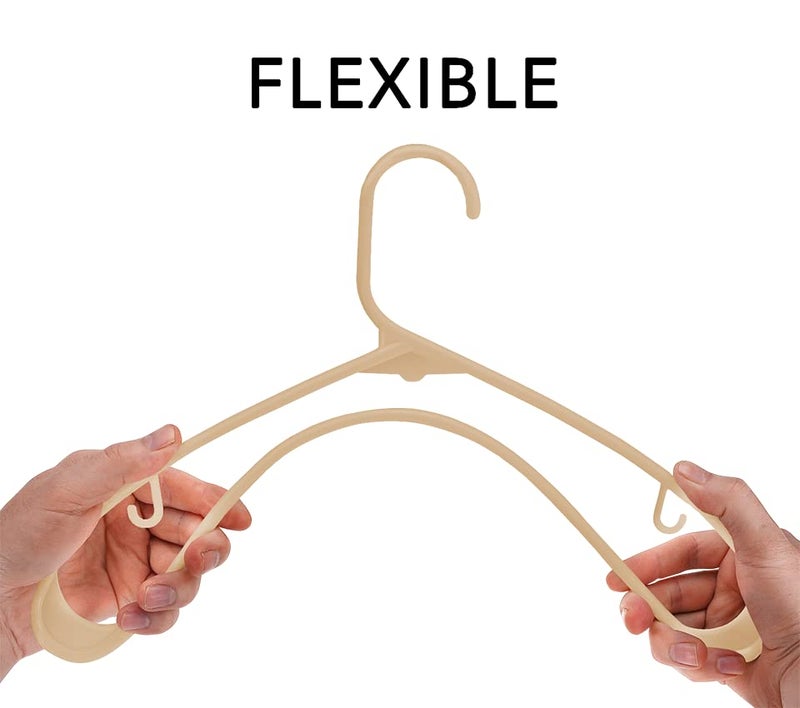 Sharpty Plastic Hangers Clothes Hangers for Clothing, Closet, Coats & Shirts - Durable & Space Saving - for Everyday Standard Use, Room Essentials & Basics - 20 Pack - Beige - Image 4