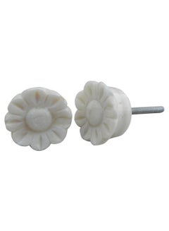 Indian-Shelf IndianShelf 2 Piece Cream Knobs Bone Antique Knobs for Drawers Sunflower Wardrobe Handles 254 cm Drawer Pulls 