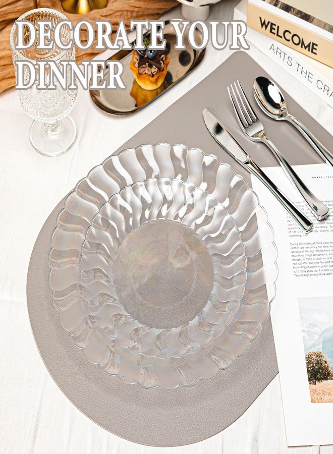 Lullaby 60PCS Clear Scalloped Plastic Plates, Disposable Elegant Party Plates Include 30pcs Dinner Plate 10.25", 30pcs Plastic Dessert Plate 7.5", Perfect for Wedding and Party - Image 4