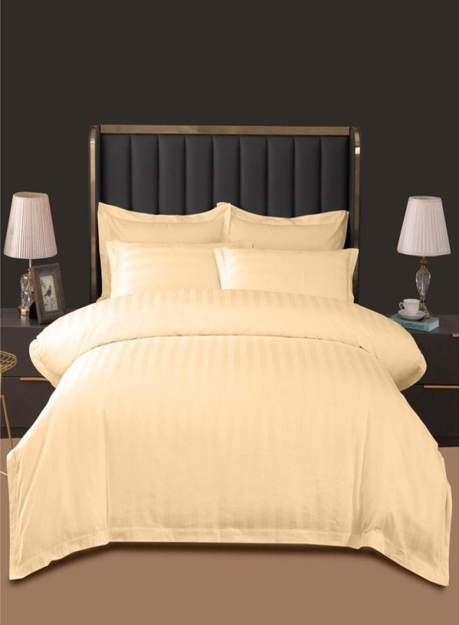 Cadrica 6-Piece Duvet Cover Set, Luxurious bedding set includes 1 Duvet Cover (220x240cm, without filling), 1 Fitted Sheet (200x200cm), and 4 Pillowcases (50x75cm) - Hotel Linen Standard – Beige  - Image 1