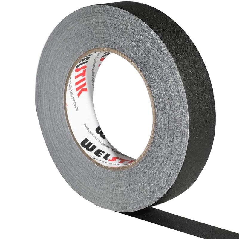 WELSTIK شريط جافير WELSTIK أسود 1 بوصة × 60 ياردة - شريط جافير ثقيل للكابلات والتصوير الفوتوغرافي وإعداد المسرح المسرحي والتصميم الداخلي، خالٍ من البقايا، غير عاكس، سهل التمزق (25 مم × 55 م) - Image 1