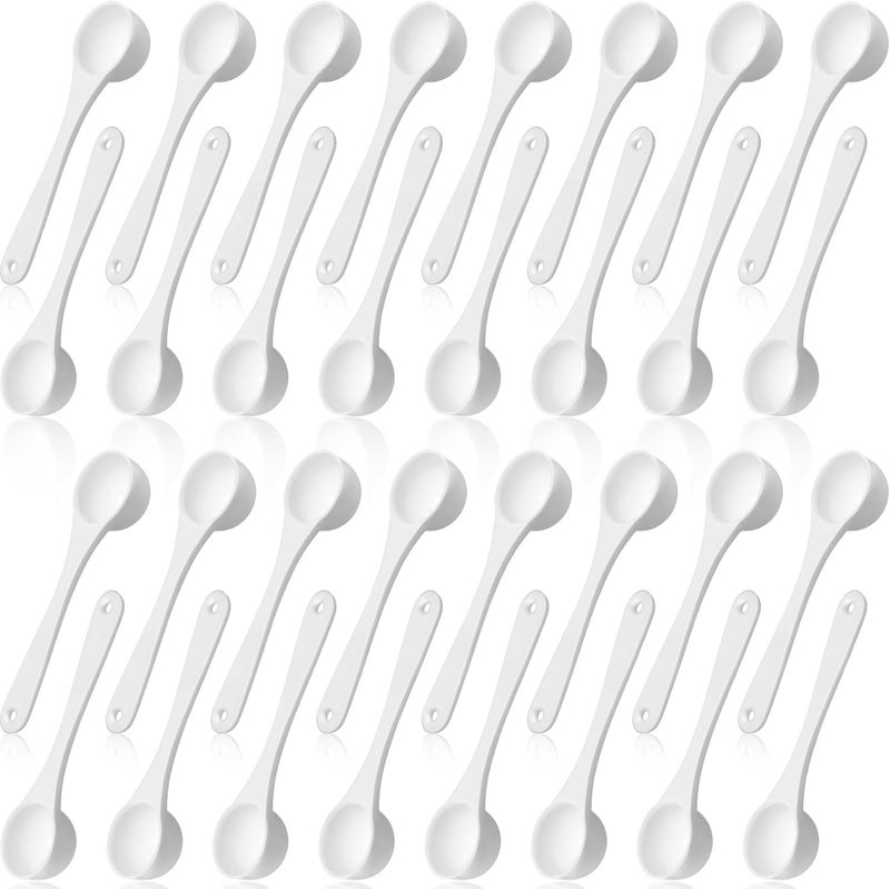 Maxdot 200 Pcs Teaspoon Measuring Spoons (5 ml 5 Cc 1 Tsp) plastic Scoop Measuring Spoons Long Handle Plastic Scoop for Cosmetics Coffee Sugar Spices Protein - Image 1