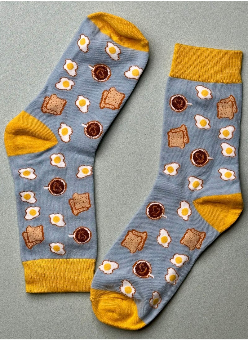 The Socks Hype - Unisex Healthy Breakfast Socks for Men Women - Comfortable Cotton Blend | Suitable for 35-42 Sizes | Fun Breakfast Essentials Design - Image 1