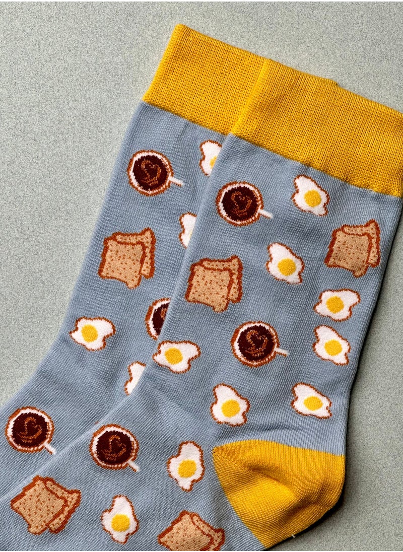 The Socks Hype - Unisex Healthy Breakfast Socks for Men Women - Comfortable Cotton Blend | Suitable for 35-42 Sizes | Fun Breakfast Essentials Design - Image 1