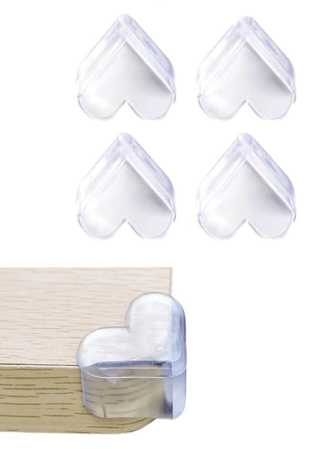 Prostuff.in® Corner Protector for Furniture - Heart-Shaped Table Edge Guards with Silicone and Soft Gel, Sharp Corner Protection- Childproof Safety for Sharp Edges, 4 x 5 cm, Transparent - 4pcs - Image 1