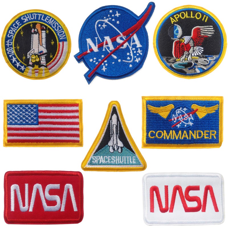 Space Shuttle PatchesNASA Patchesbfuee Apoll PatchesUS Flag Patches for HatsJacketsShirtsVests Shoes Jeans 8 Pieces