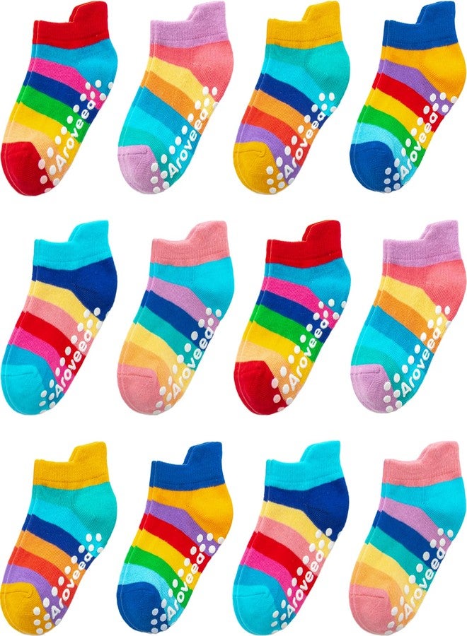 Aroveea Non Slip Grip Ankle Baby Socks 12 Pack for Toddler Boys and Girls Kids Infant Baby Cute Cotton Socks - Image 1
