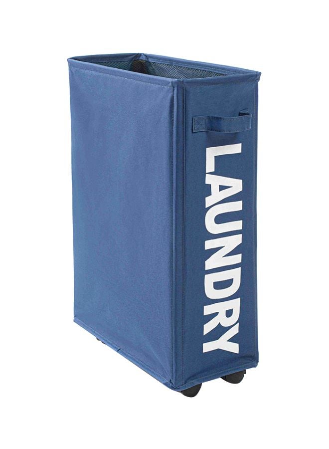NIBEMINENT Rolling Slim Laundry Basket With Universal Wheels Blue 43X10X21cm
