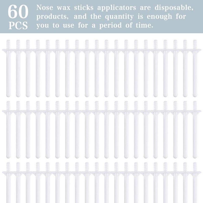 Rolybag 60 Pieces Plastic Wax Applicator Wands with Disposable Spatulas for Nose Hair Removal and Nostril Cleaning - Image 4