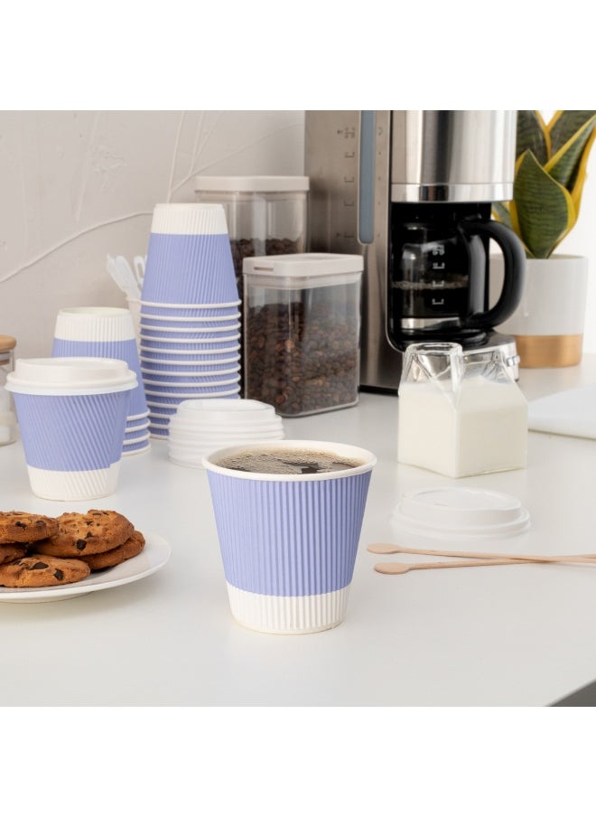 Restaurantware Restaurantware 8 Ounce Double Wall Disposable Coffee Cups, 500 Insulated Light Purple Paper Tumblers with Ripple Wall Design, Lids Sold Separately for Hot Drinks like Tea, Hot Chocolate and More  - Image 4