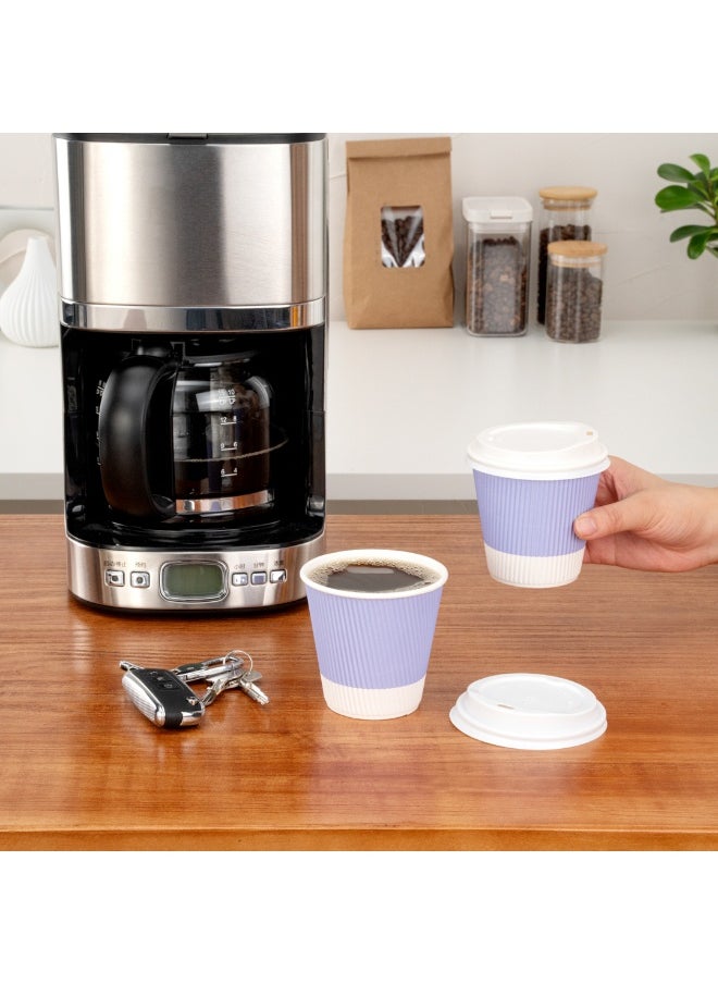 Restaurantware Restaurantware 8 Ounce Double Wall Disposable Coffee Cups, 500 Insulated Light Purple Paper Tumblers with Ripple Wall Design, Lids Sold Separately for Hot Drinks like Tea, Hot Chocolate and More  - Image 5