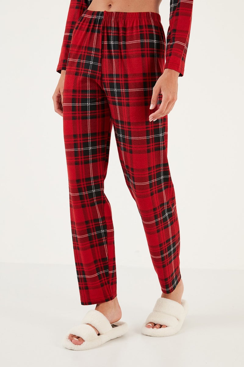 Lela Patterned Elastic Waist Shirt Collar Woven Pajama Set Women's Pajama Set 6095660W4  - Image 4