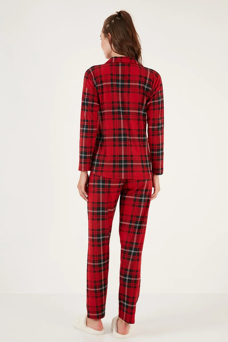 Lela Patterned Elastic Waist Shirt Collar Woven Pajama Set Women's Pajama Set 6095660W4