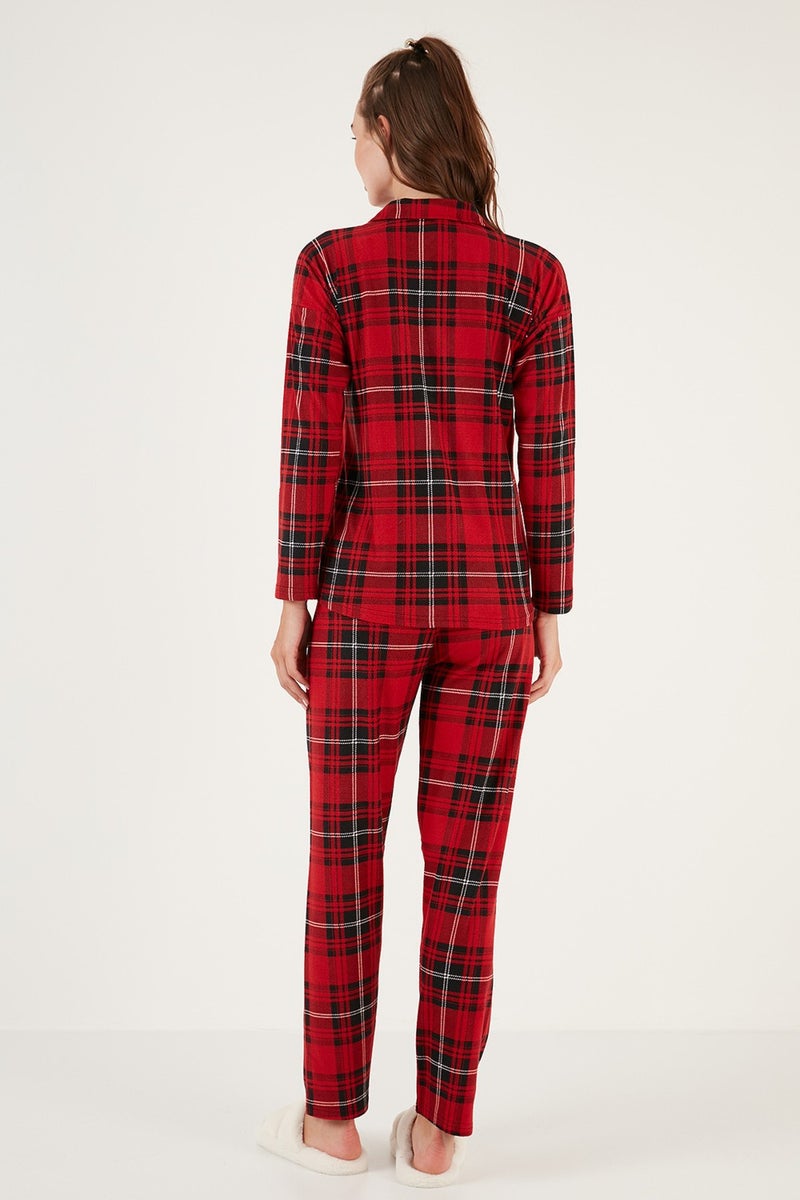 Lela Patterned Elastic Waist Shirt Collar Woven Pajama Set Women's Pajama Set 6095660W4  - Image 5