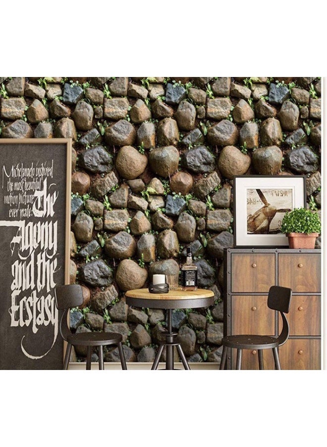 Yancorp 10ft SelfAdhesive Wallpaper Brown Stone Brick Wallpaper Fireplace Kitchen Backsplash Peel and Stick Wallpaper Stick on Wallcovering - Image 2