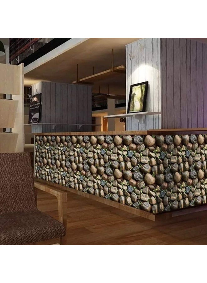 Yancorp 10ft SelfAdhesive Wallpaper Brown Stone Brick Wallpaper Fireplace Kitchen Backsplash Peel and Stick Wallpaper Stick on Wallcovering - Image 5