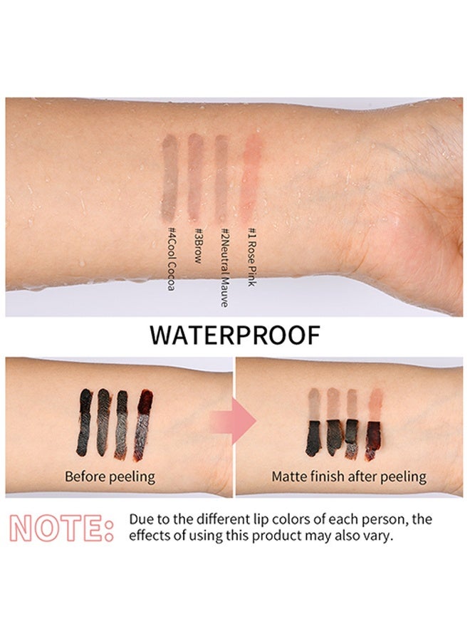 lakerain Peel Off Lip Liner Tattoo Peel Off Lip Stain Long Lasting Lip Stain Peel Off Infused with Hyaluronic Acid and Vitamin E Waterproof Long Lasting Highly Pigmented Matte Lip Tint Cool Cocoa #04 - Image 4